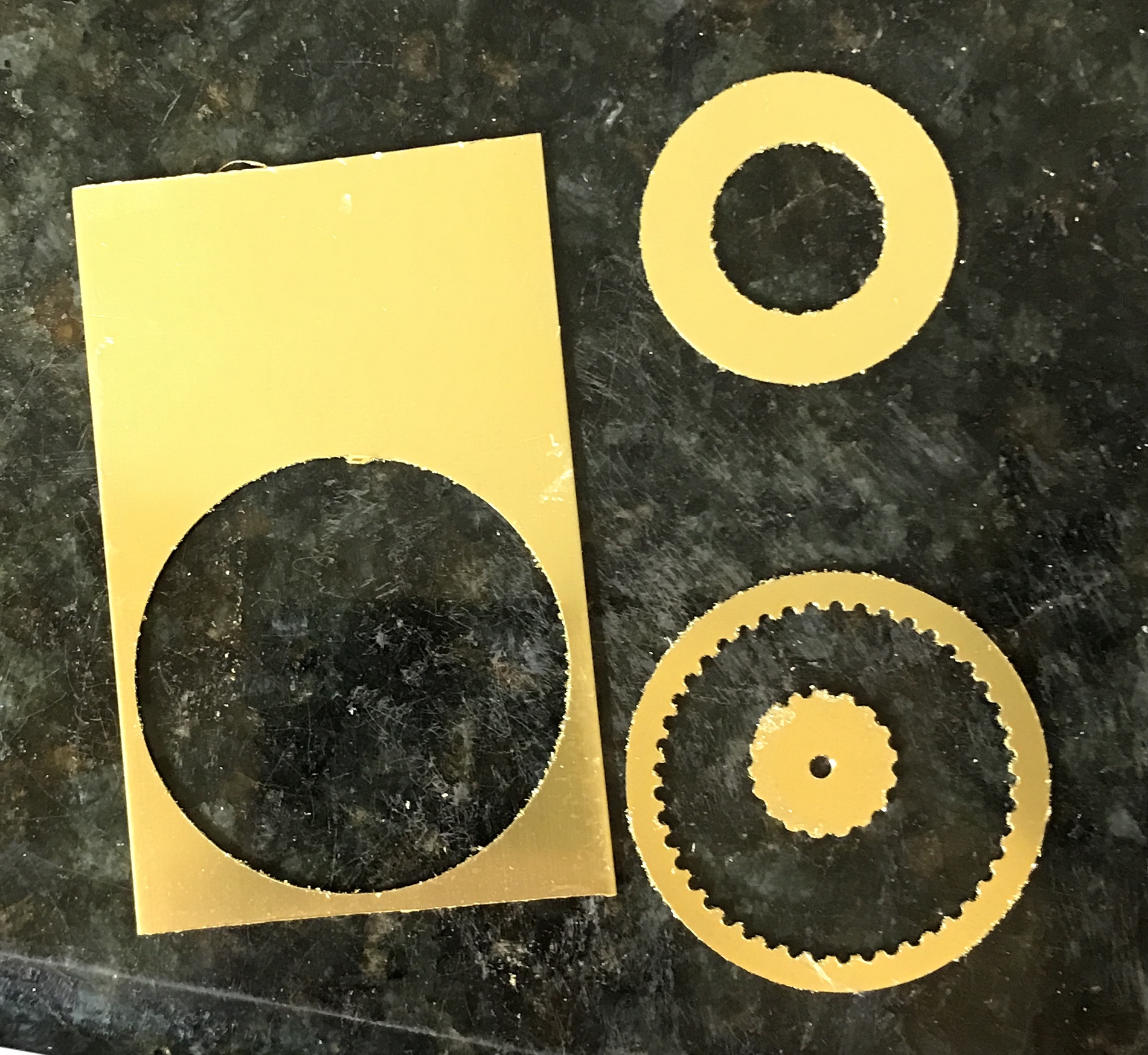 The two gears removed from the block